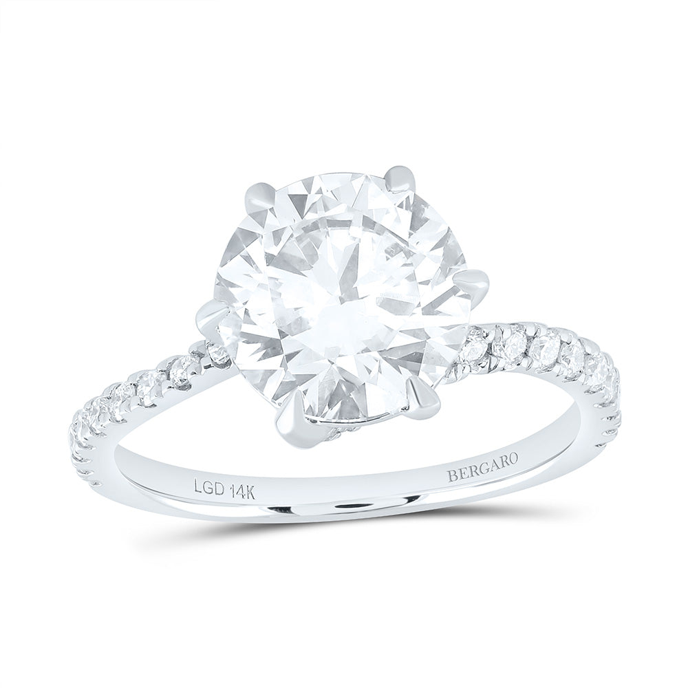 14K Yellow Or White Gold 3 1/3 Cttw Lab Grown Diamond 3 Cttw Center Round Engagement Ring