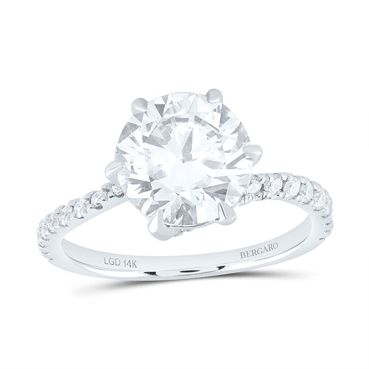 14K Yellow Or White Gold 3 1/3 Cttw Lab Grown Diamond 3 Cttw Center Round Engagement Ring