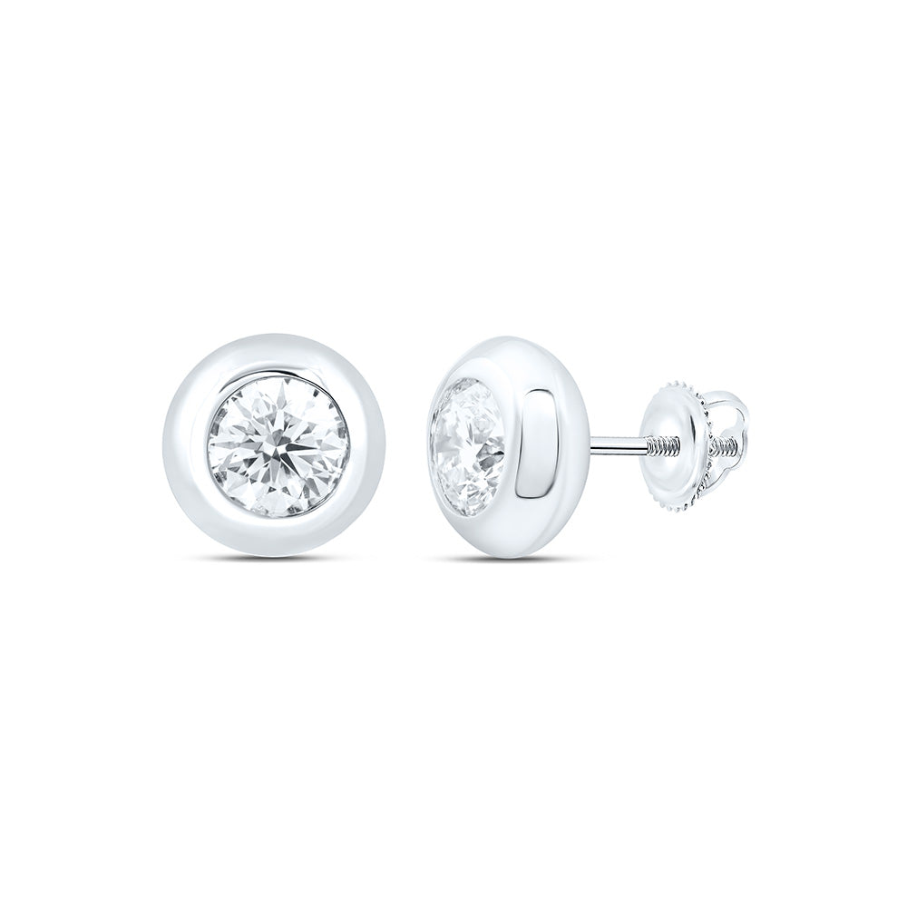 14K Yellow Or White Gold 1 Cttw Lab Grown Diamond Fashion Round Bezel Earring