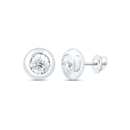 14K Yellow Or White Gold 1 Cttw Lab Grown Diamond Fashion Round Bezel Earring