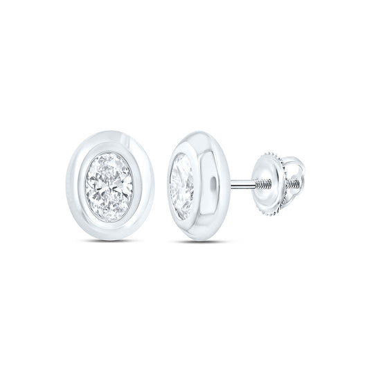 14K Yellow Or White Gold 1 Cttw Lab Grown Diamond Fashion Oval Bezel Earring