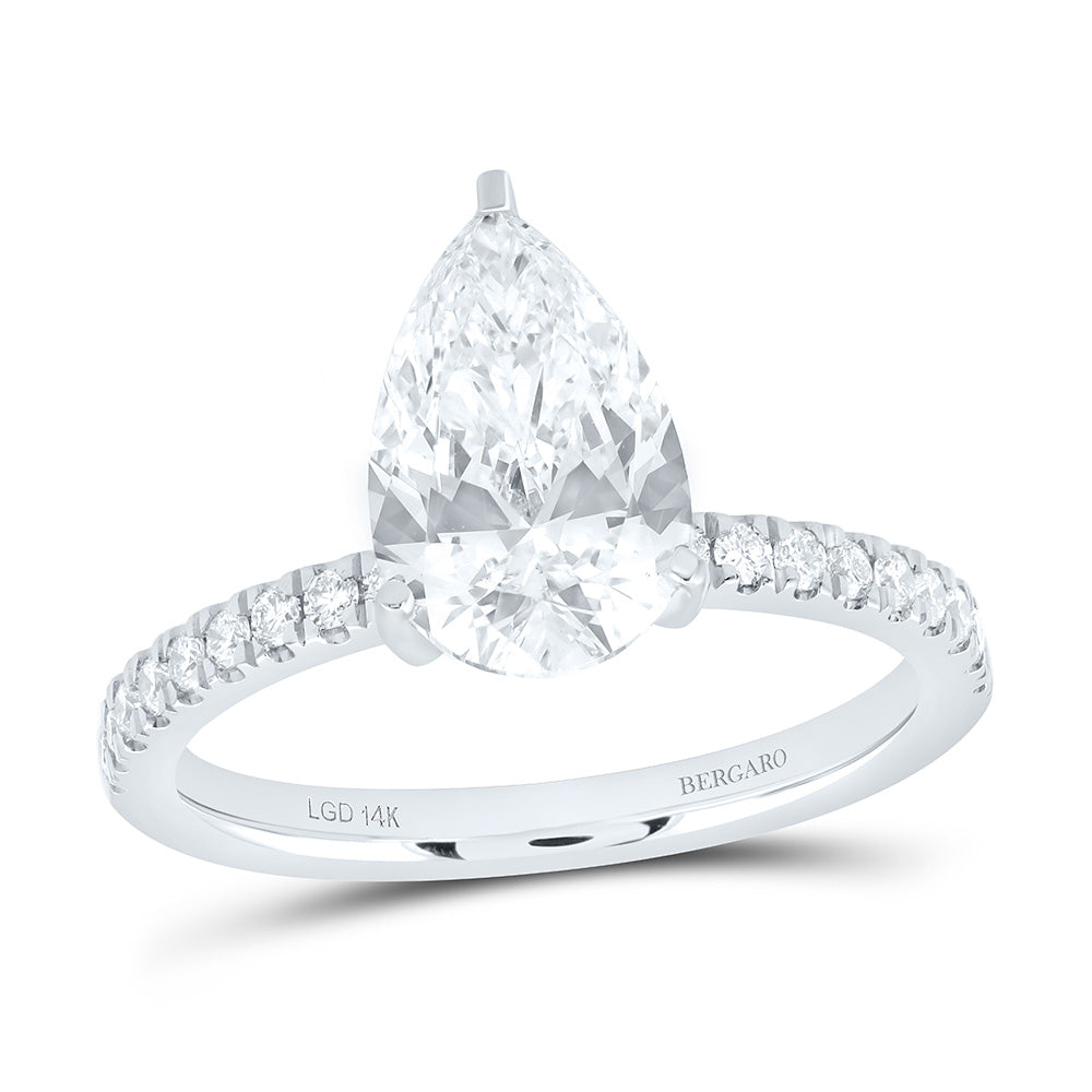 14K Yellow Or White Gold 2 3/8 Cttw Lab Grown Diamond 2 Cttw Center Pear Engagement Ring