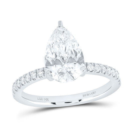 14K Yellow Or White Gold 2 3/8 Cttw Lab Grown Diamond 2 Cttw Center Pear Engagement Ring