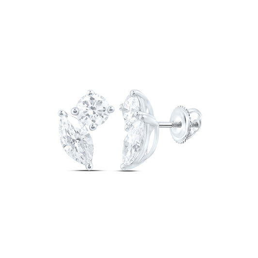 14K Yellow Or White Gold 2 1/2 Cttw Lab Grown Diamond Fashion 2 Stone Earring
