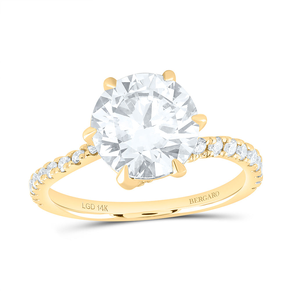 14K Yellow Or White Gold 3 1/3 Cttw Lab Grown Diamond 3 Cttw Center Round Engagement Ring