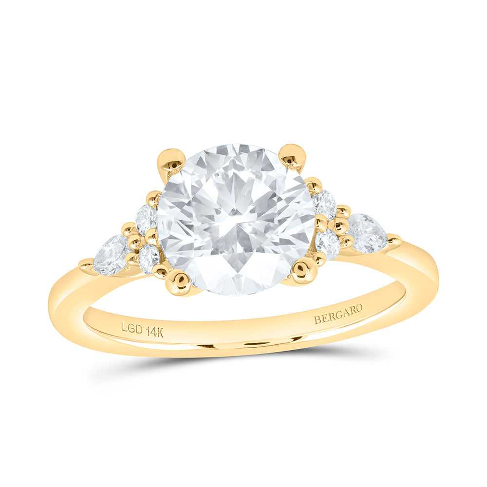 14K Yellow Or White Gold 2 1/5 Cttw Lab Grown Diamond 2 Cttw Center Round Engagement Ring