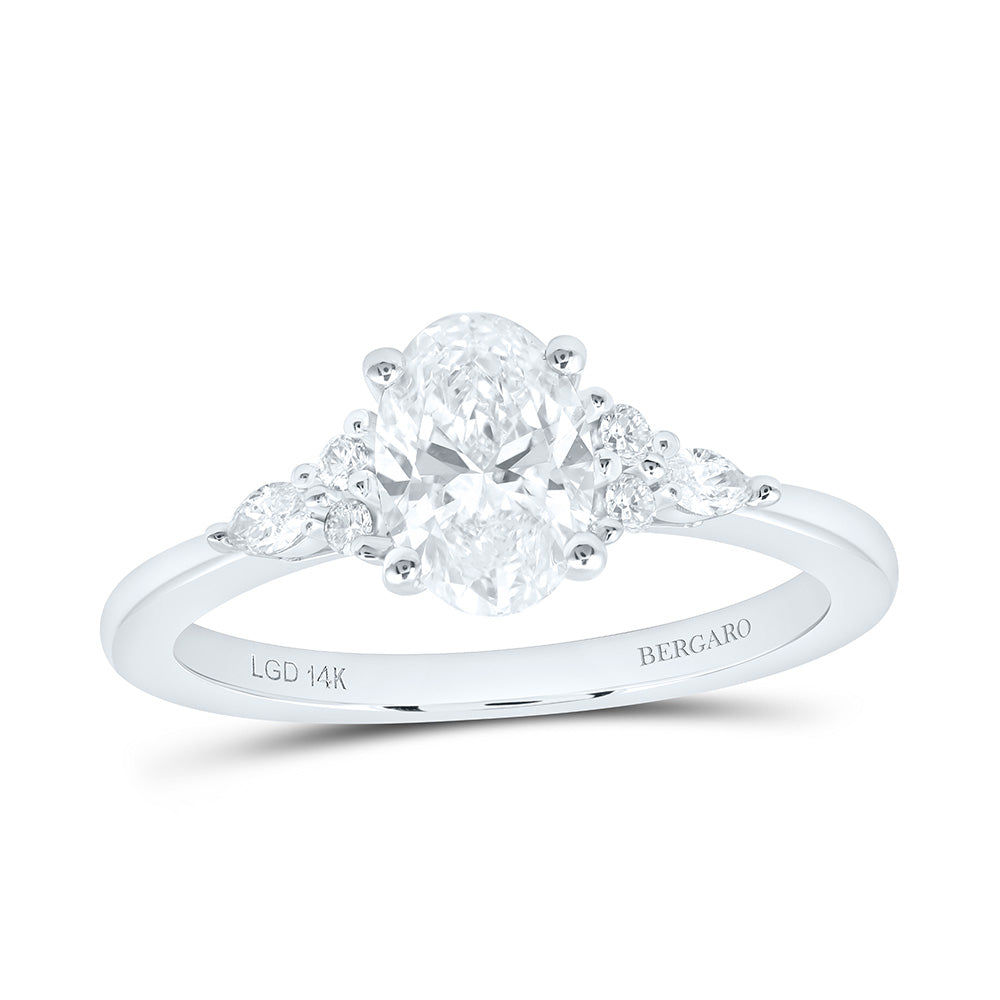 14K Yellow Or White Gold 1 Cttw Lab Grown Diamond 1 Cttw Center Oval Engagement Ring