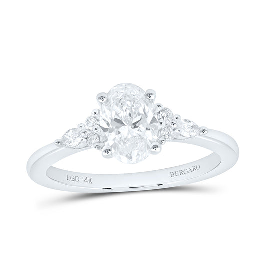 14K Yellow Or White Gold 1 Cttw Lab Grown Diamond 1 Cttw Center Oval Engagement Ring