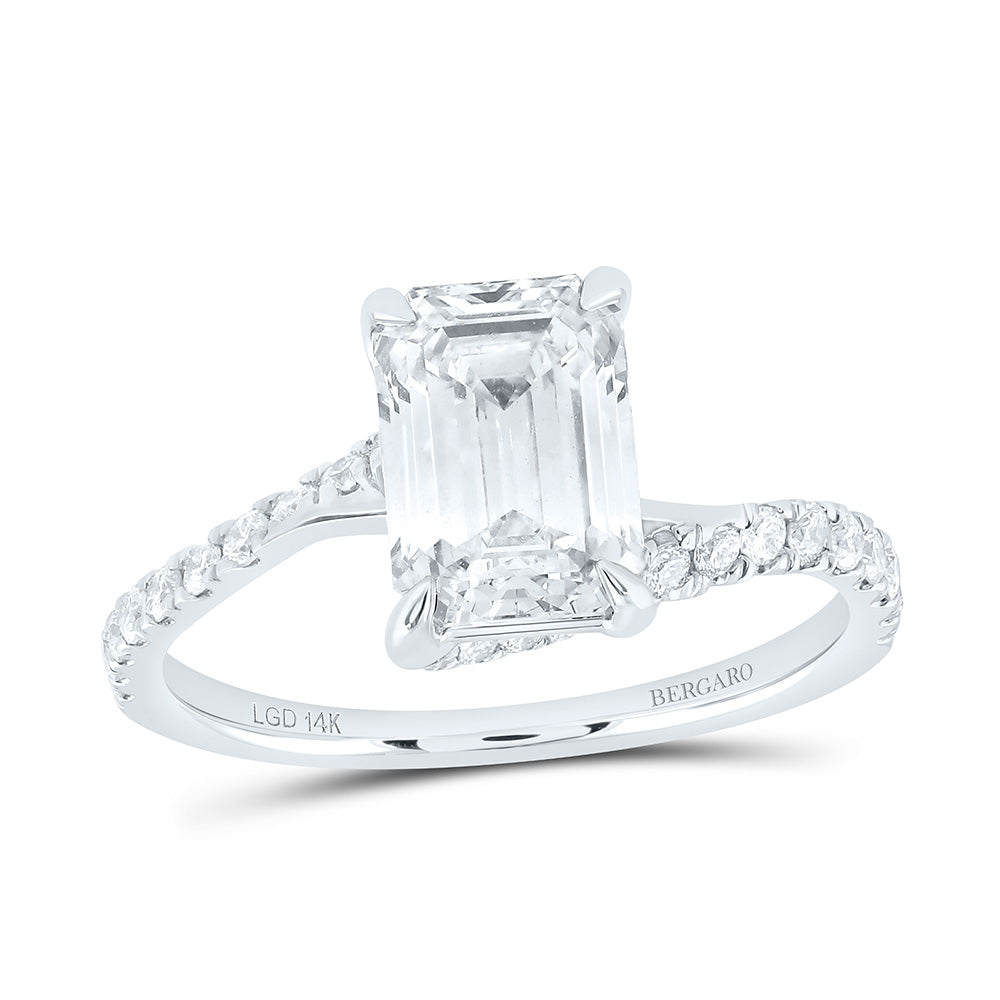 14K Yellow Or White Gold 2 3/8 Cttw Lab Grown Diamond 2 Cttw Center Emerald Engagement Ring