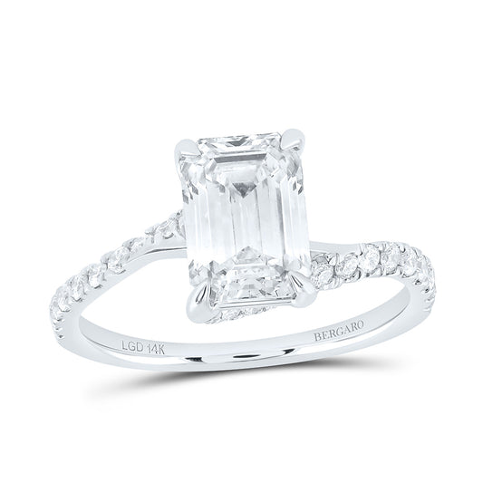 14K Yellow Or White Gold 2 3/8 Cttw Lab Grown Diamond 2 Cttw Center Emerald Engagement Ring