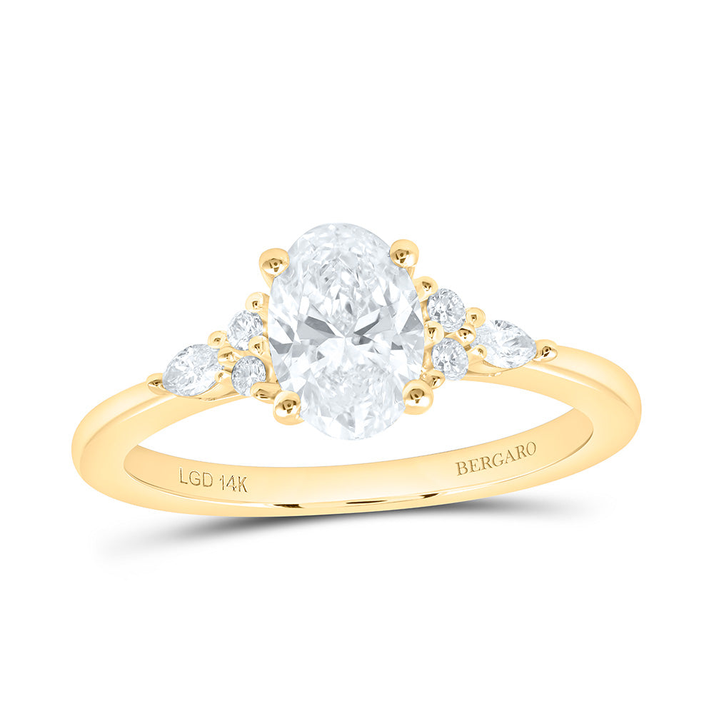 14K Yellow Or White Gold 1 Cttw Lab Grown Diamond 1 Cttw Center Oval Engagement Ring