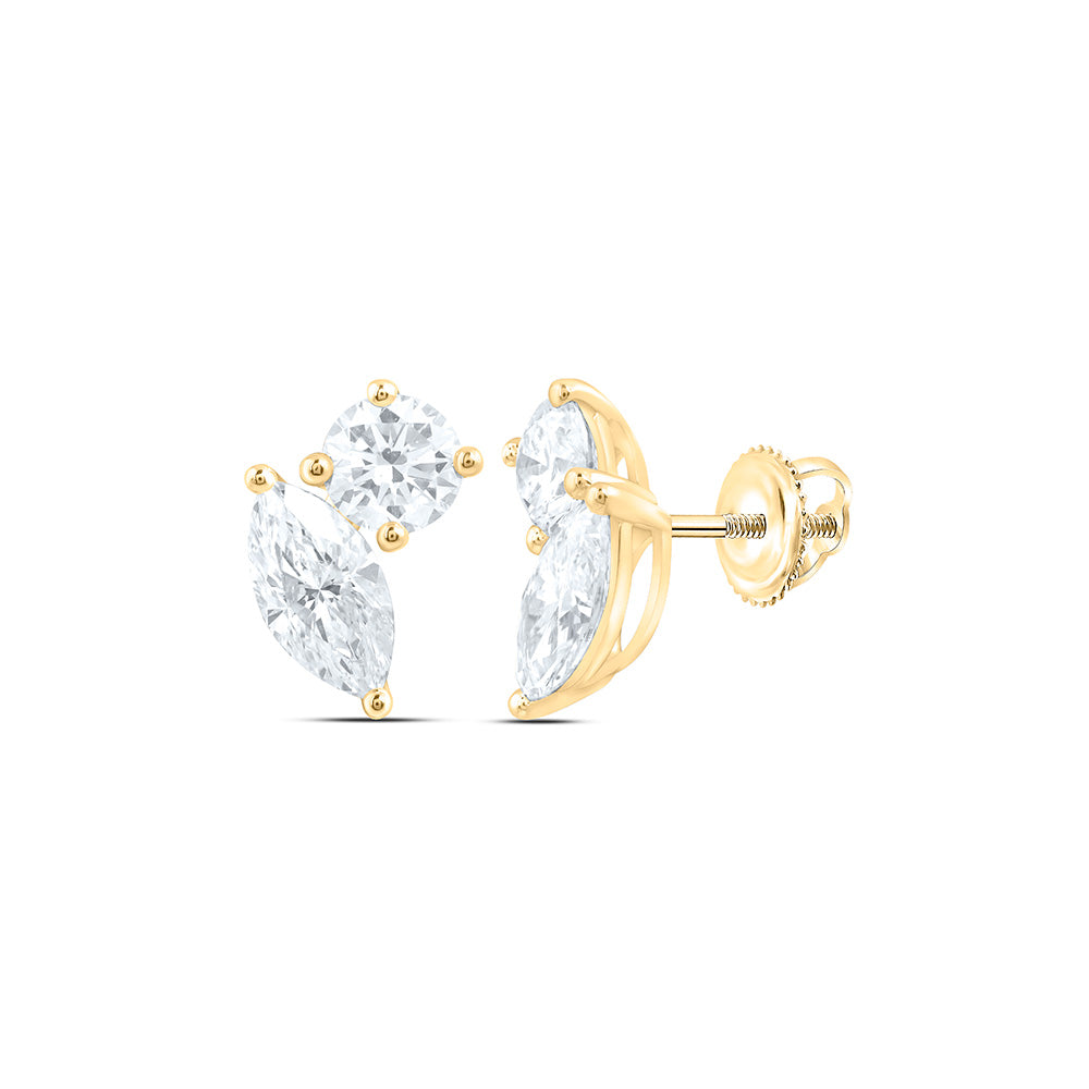 14K Yellow Or White Gold 2 1/2 Cttw Lab Grown Diamond Fashion 2 Stone Earring