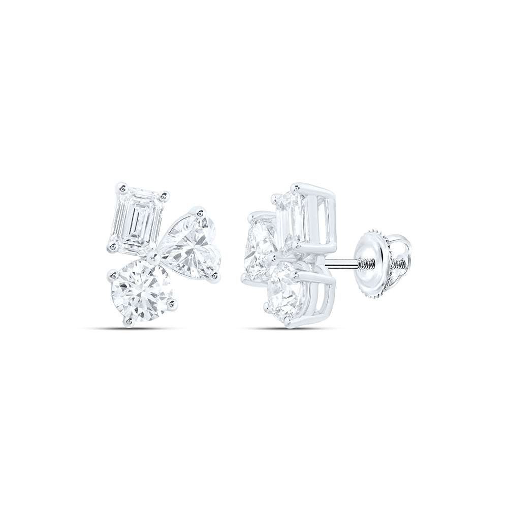 14K Yellow Or White Gold 3 Cttw Lab Grown Diamond Fashion 3 Stone Earring