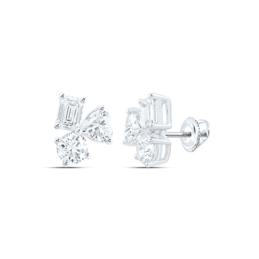 14K Yellow Or White Gold 3 Cttw Lab Grown Diamond Fashion 3 Stone Earring