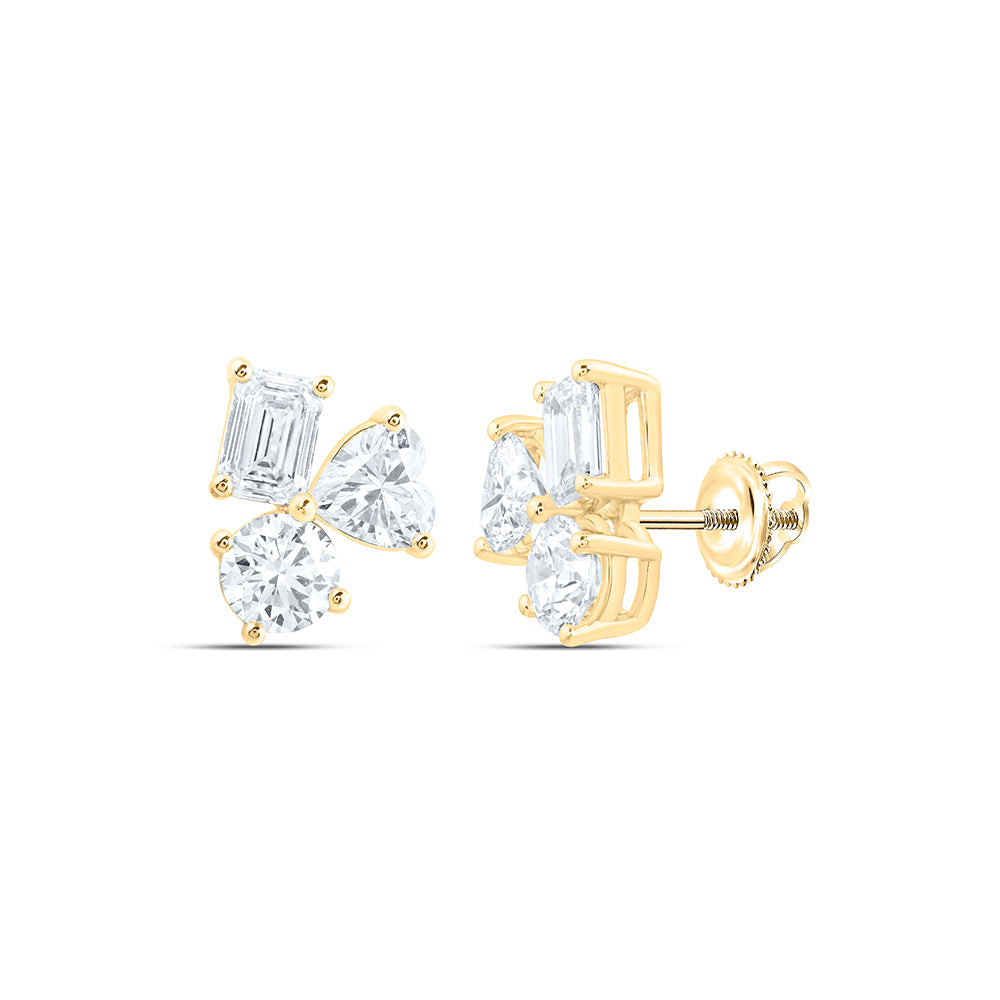 14K Yellow Or White Gold 3 Cttw Lab Grown Diamond Fashion 3 Stone Earring
