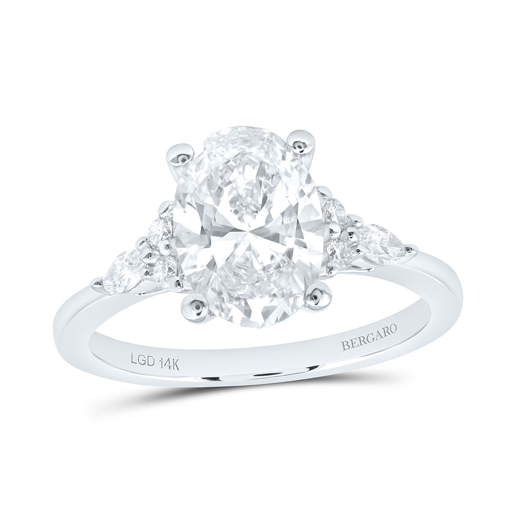 14K Yellow Or White Gold 2 1/5 Cttw Lab Grown Diamond 2 Cttw Center Oval Engagement Ring