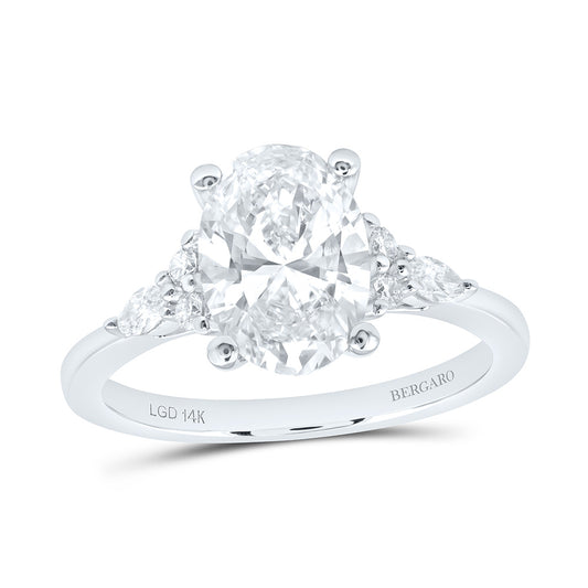 14K Yellow Or White Gold 2 1/5 Cttw Lab Grown Diamond 2 Cttw Center Oval Engagement Ring