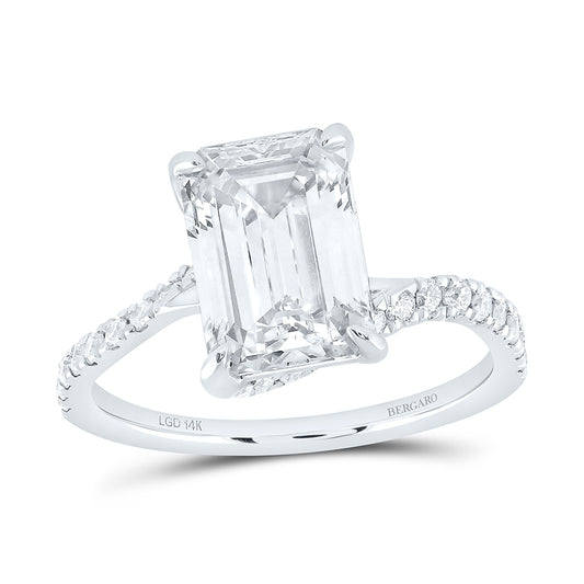 14K Yellow Or White Gold 3 3/8 Cttw Lab Grown Diamond 3 Cttw Center Emerald Engagement Ring