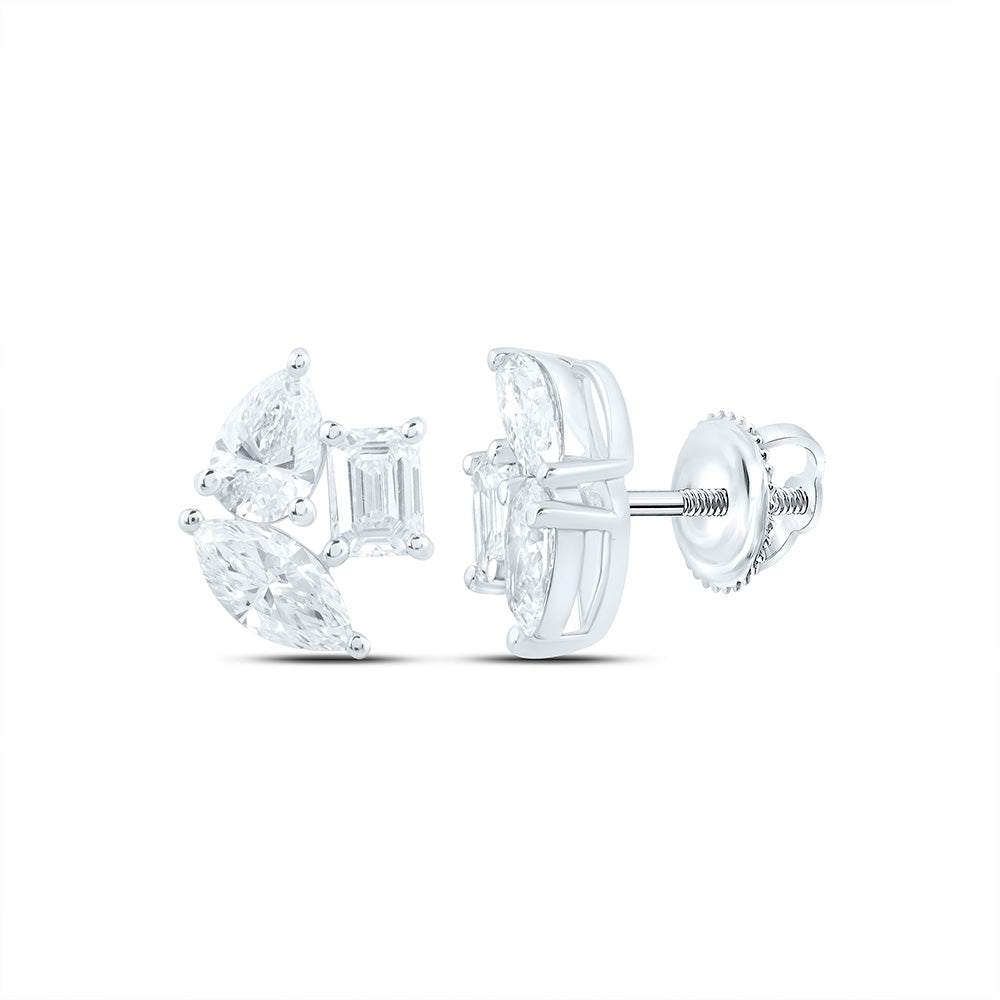 14K Yellow Or White Gold 1 3/4 Cttw Lab Grown Diamond Fashion 3 Stone Earring