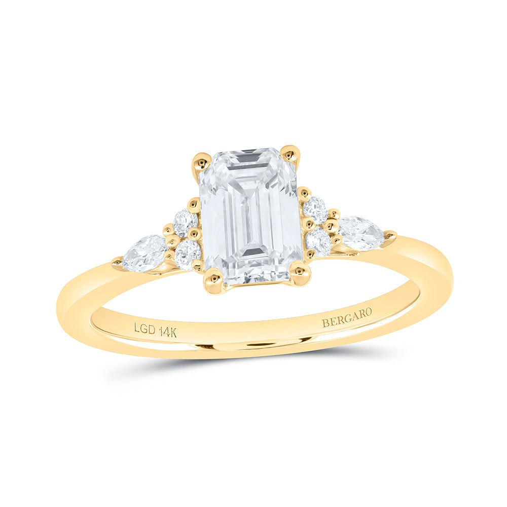 14K Yellow Or White Gold 1 1/5 Cttw Lab Grown Diamond 1 Cttw Center Emerald Engagement Ring