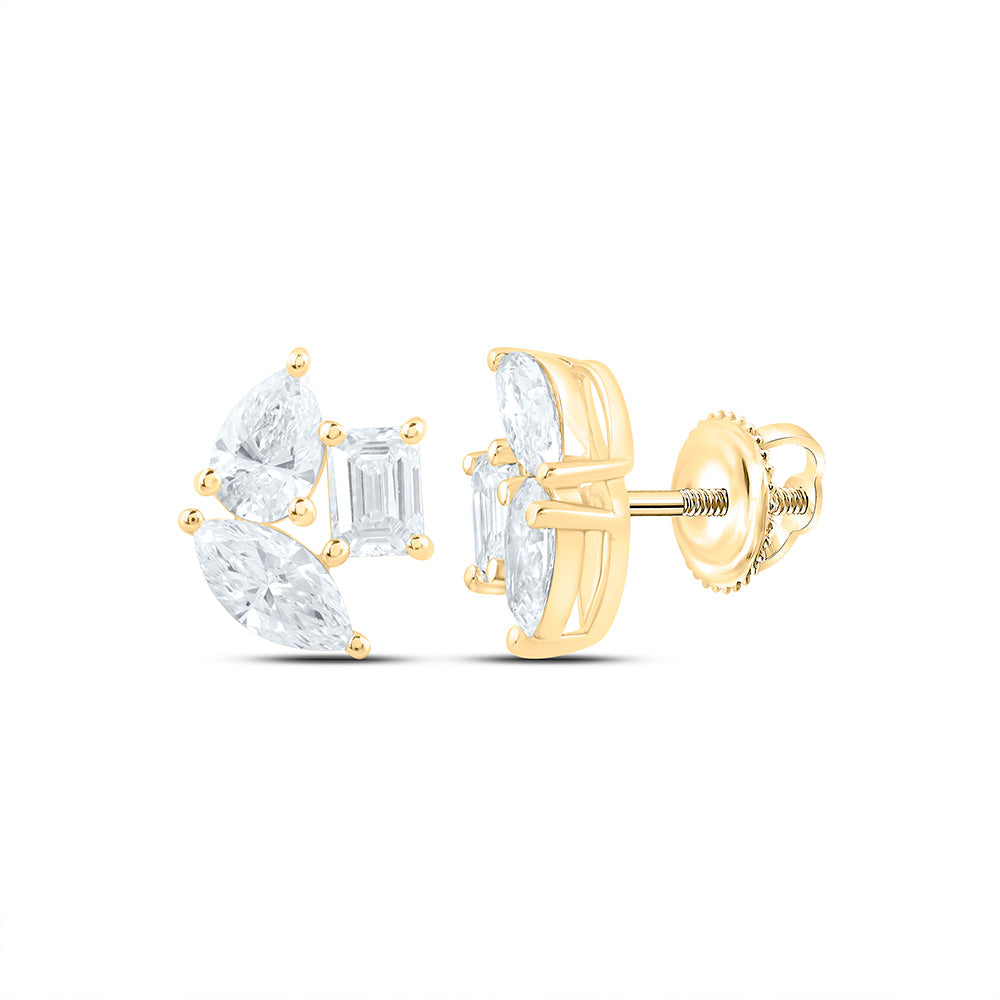 14K Yellow Or White Gold 1 3/4 Cttw Lab Grown Diamond Fashion 3 Stone Earring