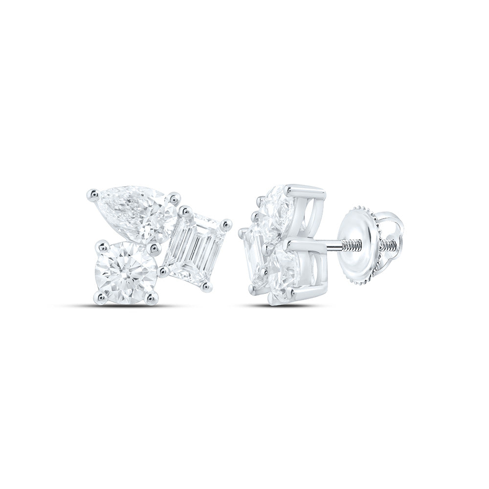 14K Yellow Or White Gold 3 Cttw Lab Grown Diamond Fashion 3 Stone Earring