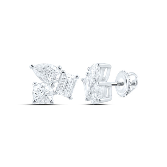 14K Yellow Or White Gold 3 Cttw Lab Grown Diamond Fashion 3 Stone Earring