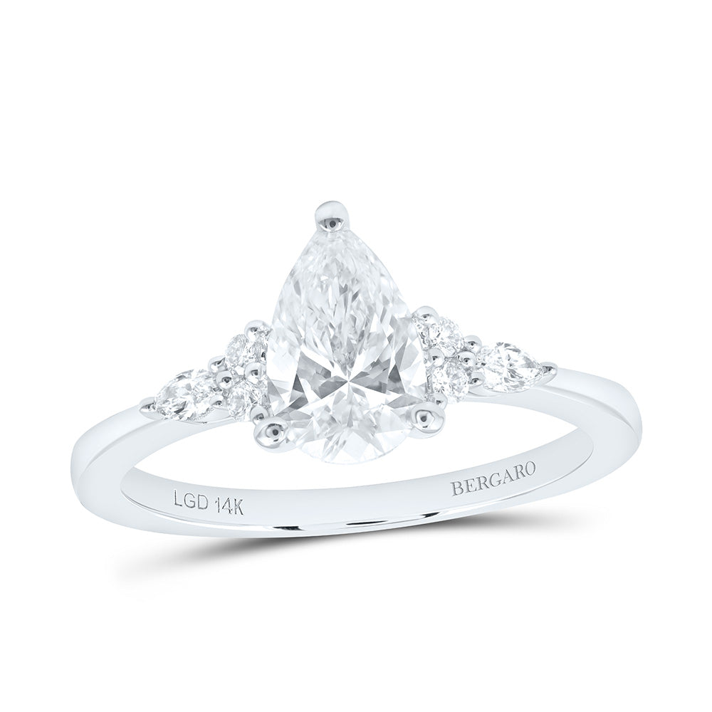 14K Yellow Or White Gold 1 Cttw Lab Grown Diamond 1 Cttw Center Pear Engagement Ring