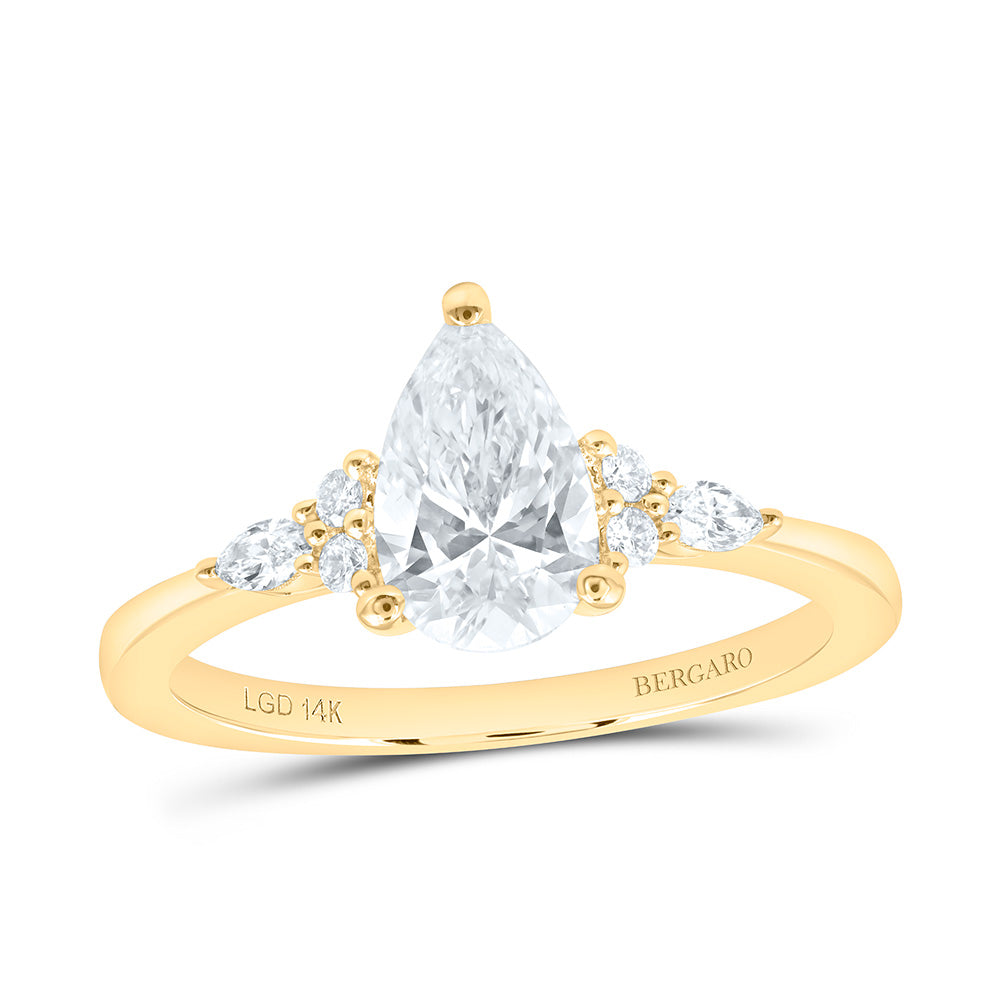 14K Yellow Or White Gold 1 Cttw Lab Grown Diamond 1 Cttw Center Pear Engagement Ring
