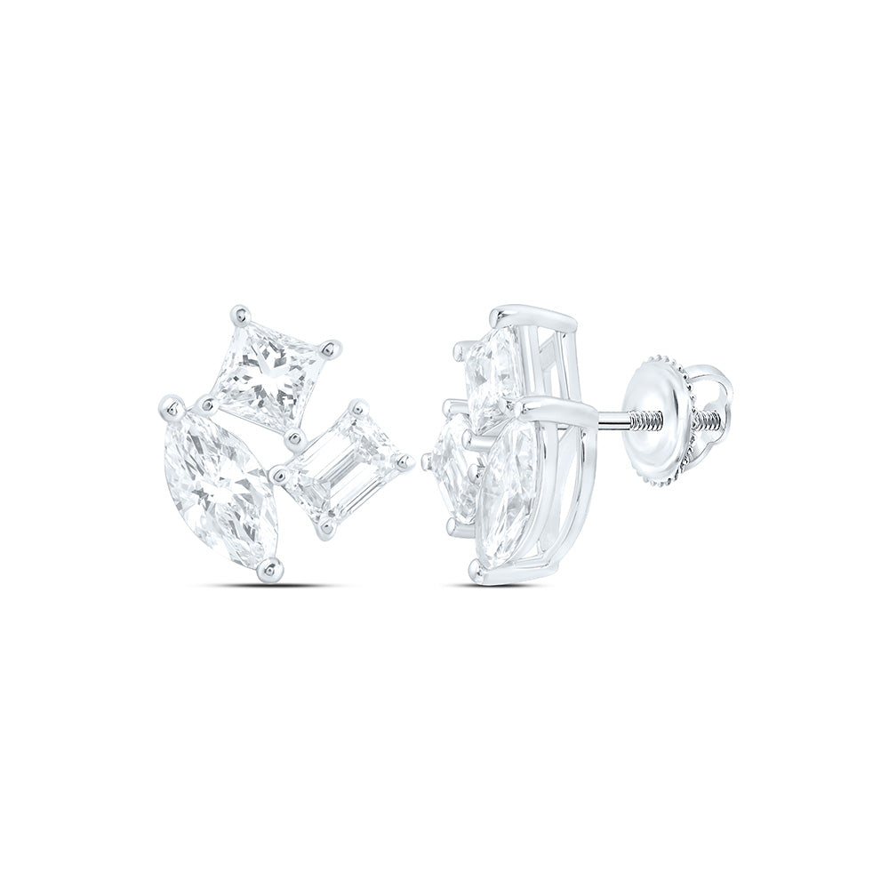 14K Yellow Or White Gold 2 Cttw Lab Grown Diamond Fashion 3 Stone Earring