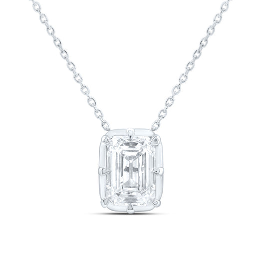 14K Yellow Or White Gold 1 Cttw Lab Grown Diamond Fashion Emerald Necklace (18 Inch)