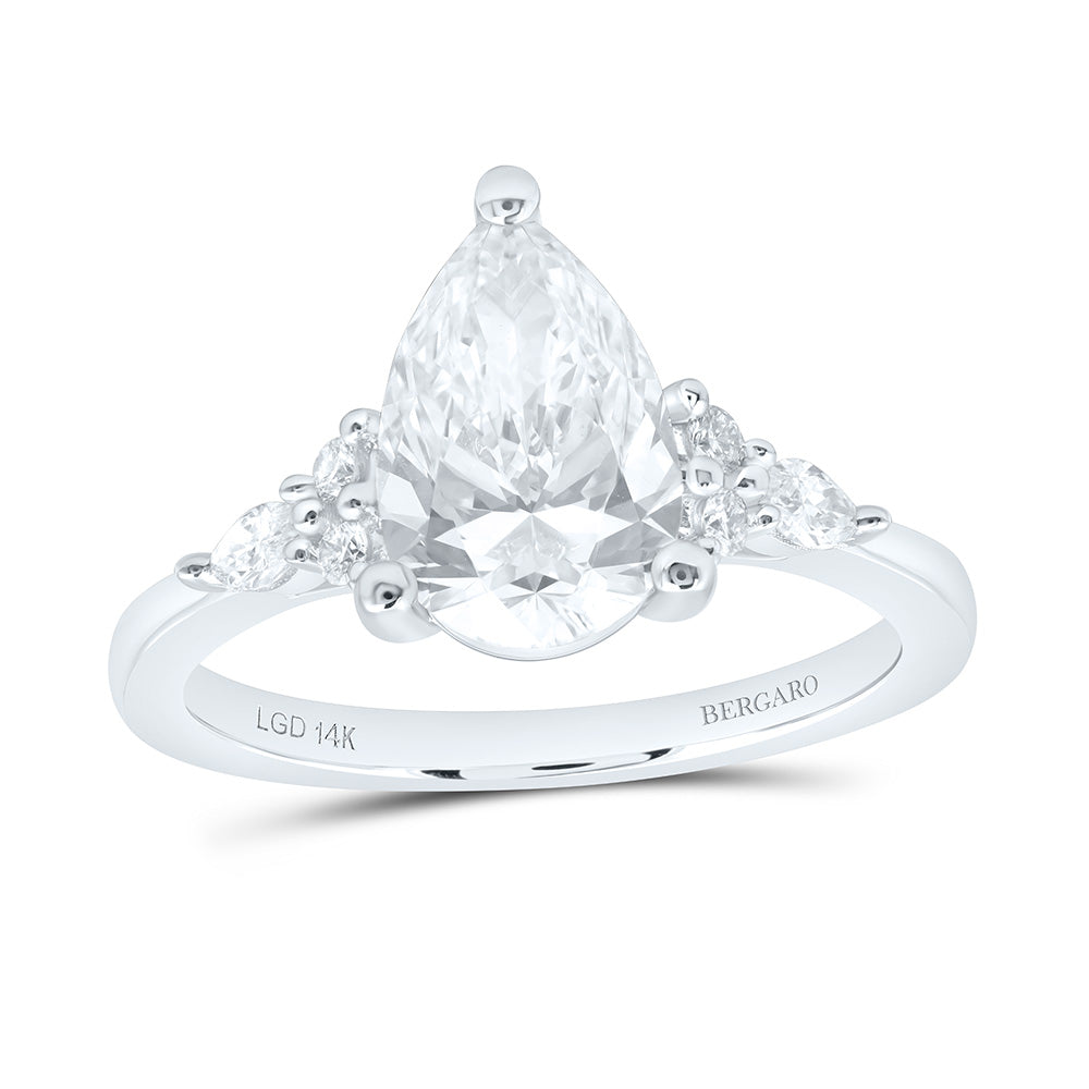 14K Yellow Or White Gold 2 1/5 Cttw Lab Grown Diamond 2 Cttw Center Pear Engagement Ring