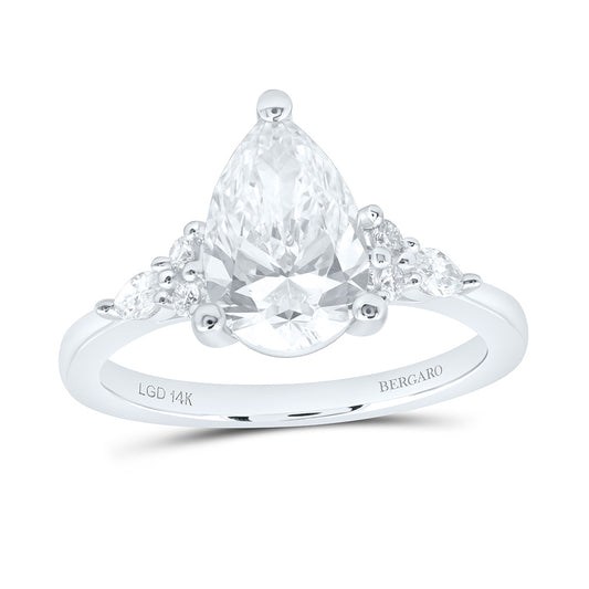14K Yellow Or White Gold 2 1/5 Cttw Lab Grown Diamond 2 Cttw Center Pear Engagement Ring