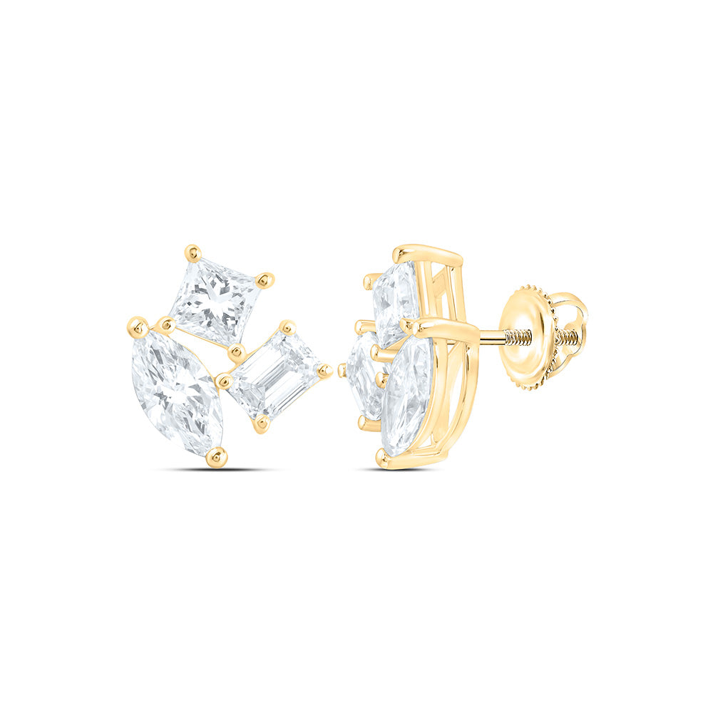 14K Yellow Or White Gold 2 Cttw Lab Grown Diamond Fashion 3 Stone Earring