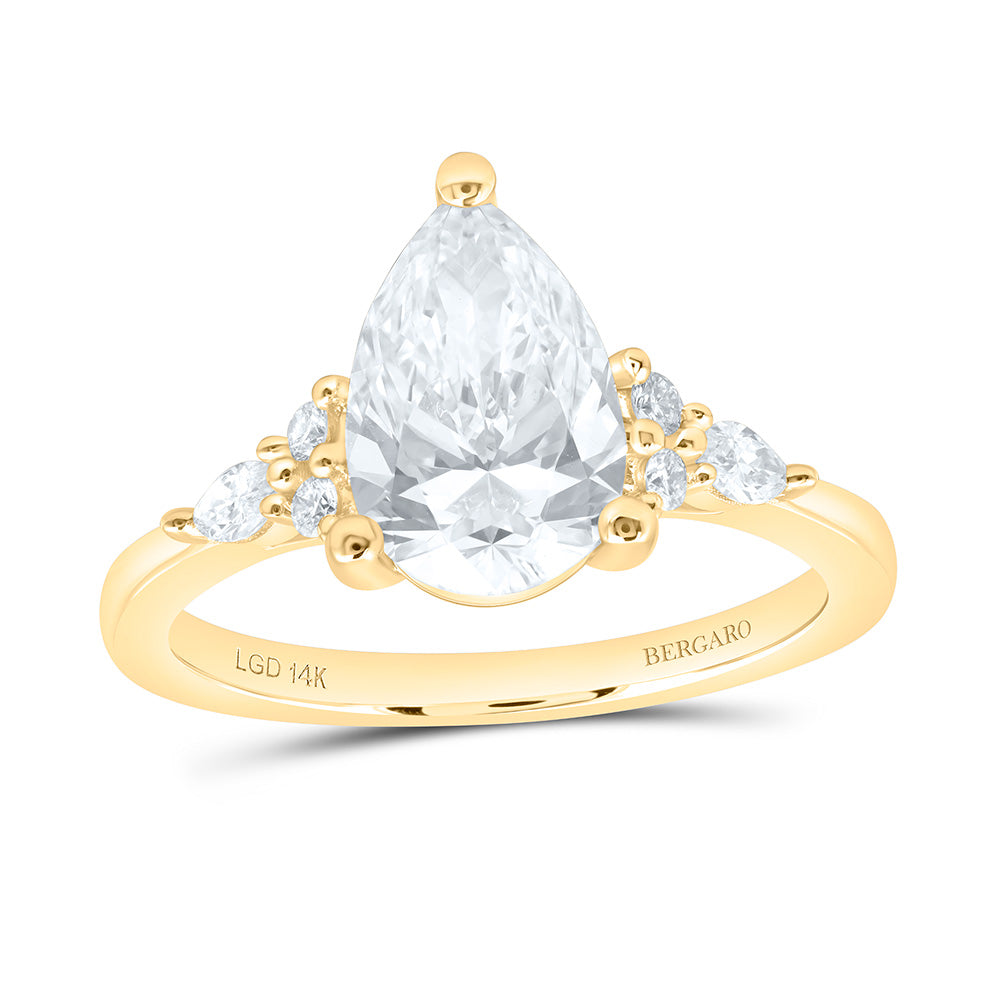 14K Yellow Or White Gold 2 1/5 Cttw Lab Grown Diamond 2 Cttw Center Pear Engagement Ring