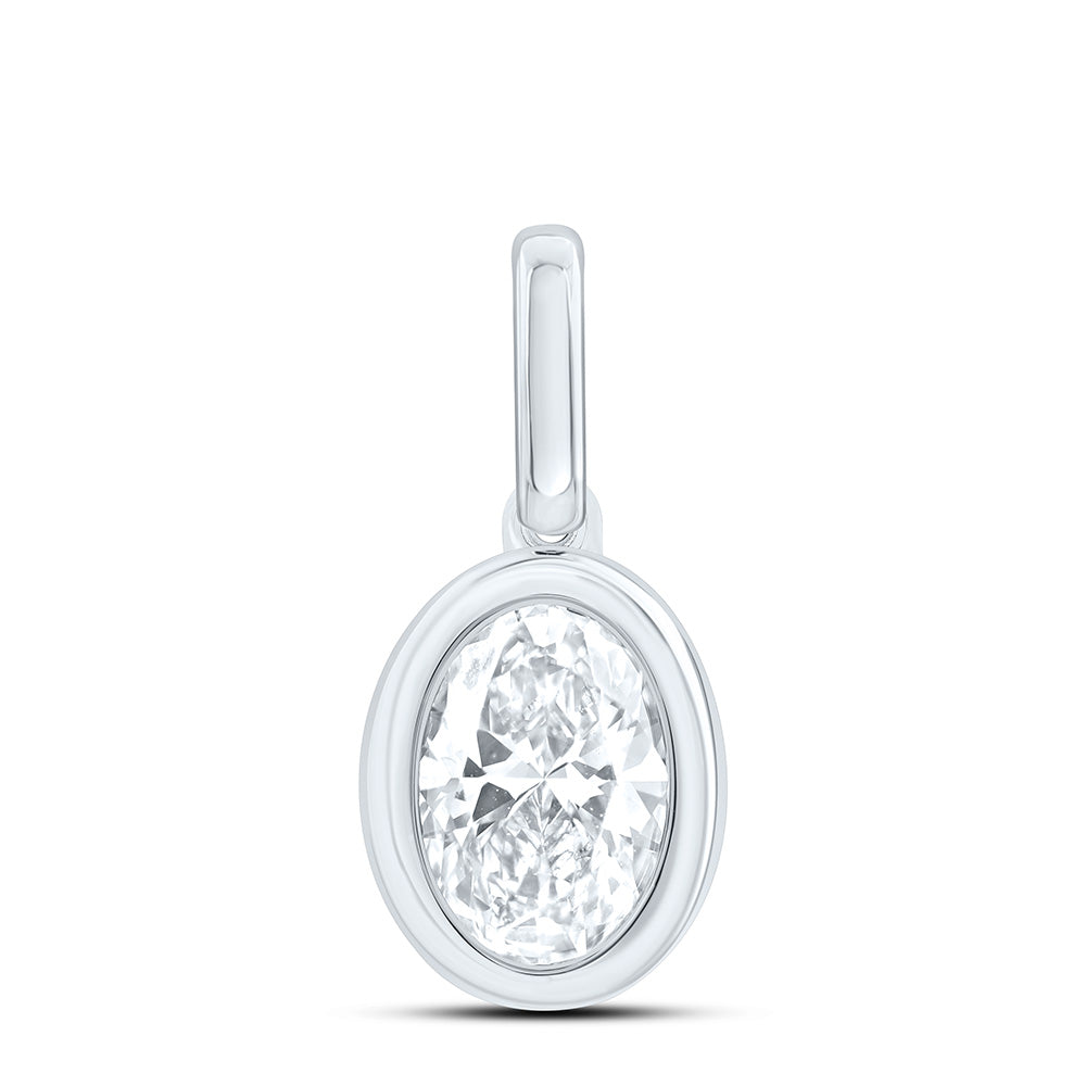 14K Yellow Or White Gold 1 Cttw Lab Grown Diamond Fashion Oval Bezel Pendant
