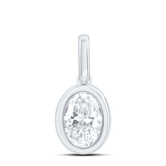 14K Yellow Or White Gold 1 Cttw Lab Grown Diamond Fashion Oval Bezel Pendant