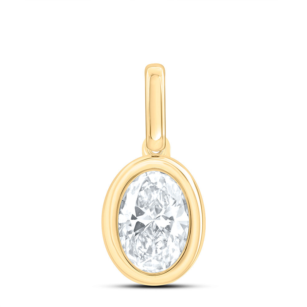 14K Yellow Or White Gold 1 Cttw Lab Grown Diamond Fashion Oval Bezel Pendant