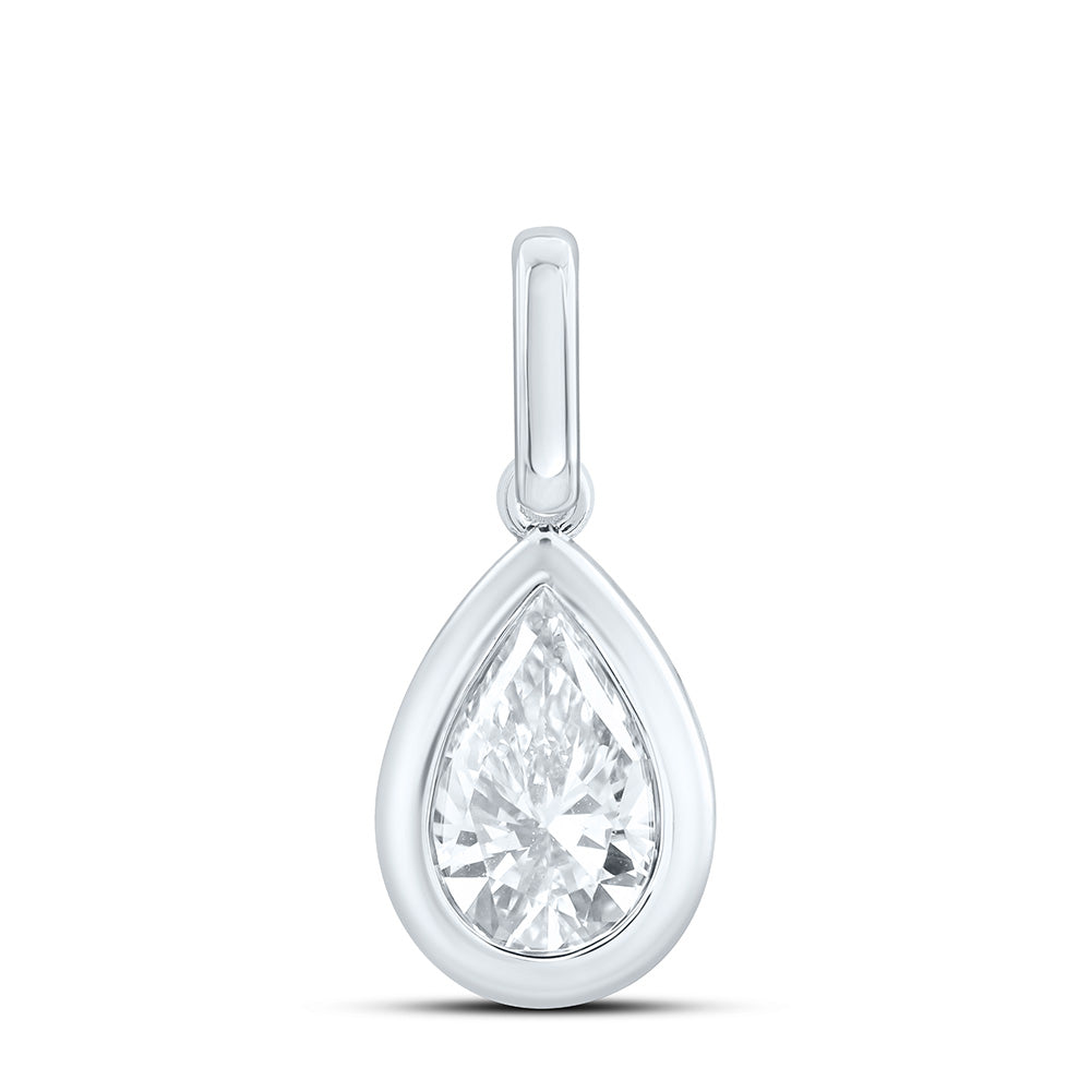 14K Yellow Or White Gold 1 Cttw Lab Grown Diamond Fashion Pear Bezel Pendant