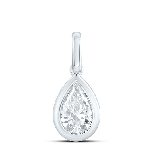 14K Yellow Or White Gold 1 Cttw Lab Grown Diamond Fashion Pear Bezel Pendant