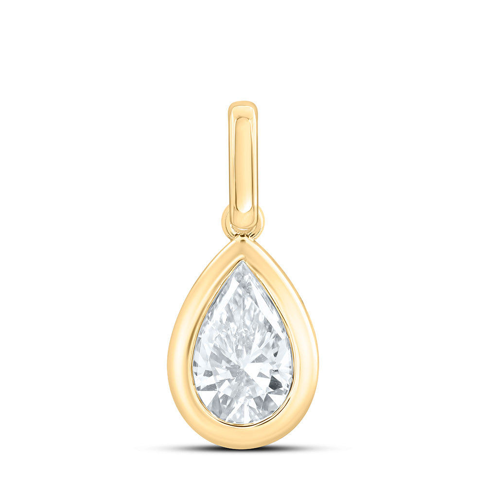 14K Yellow Or White Gold 1 Cttw Lab Grown Diamond Fashion Pear Bezel Pendant