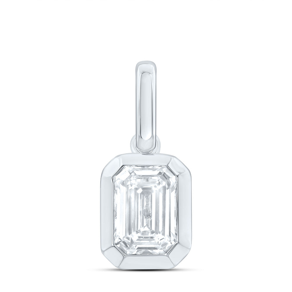 14K Yellow Or White Gold 1 Cttw Lab Grown Diamond Fashion Emerald Bezel Pendant