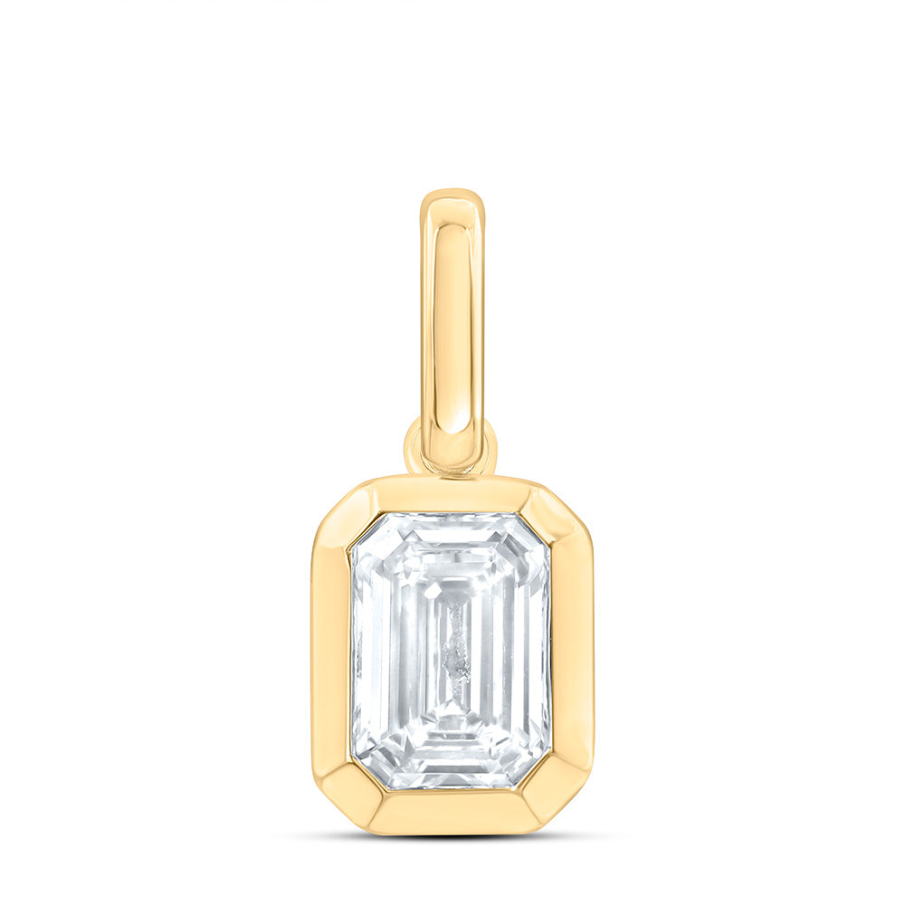 14K Yellow Or White Gold 1 Cttw Lab Grown Diamond Fashion Emerald Bezel Pendant