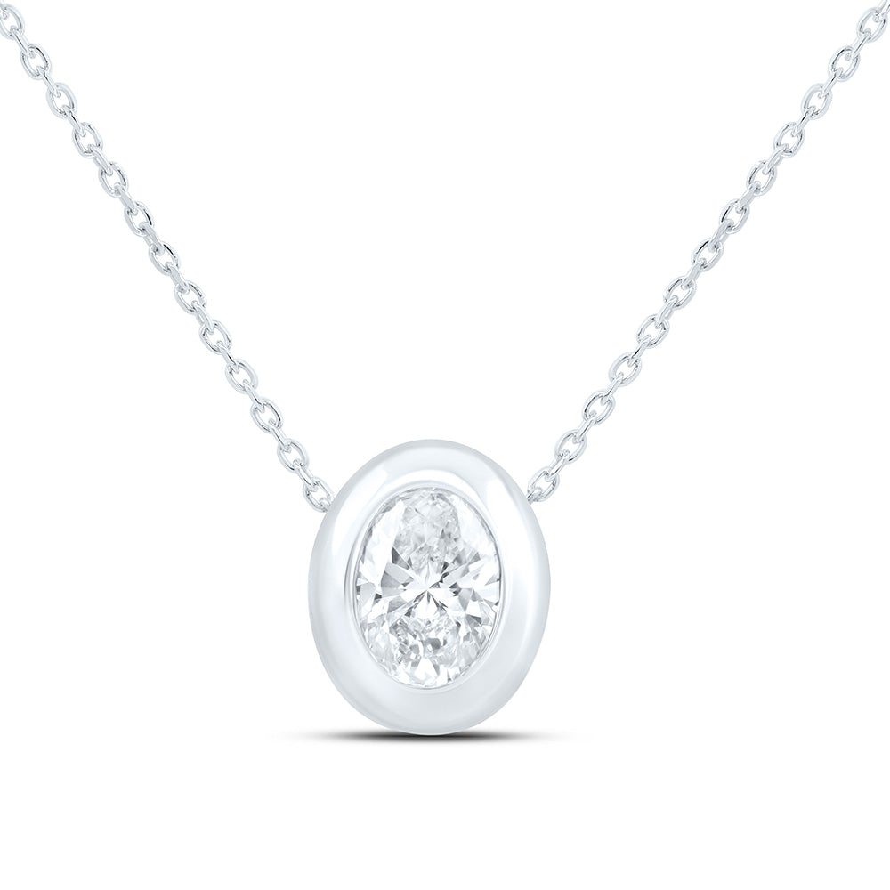 14K Yellow Or White Gold 1 Cttw Lab Grown Diamond Fashion Oval Bezel Pendant