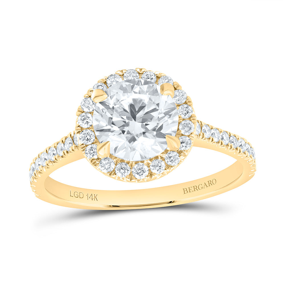 14K Yellow Or White Gold 1 3/4 Cttw Lab Grown Diamond 1 1/2 Cttw Center Round Engagement Ring