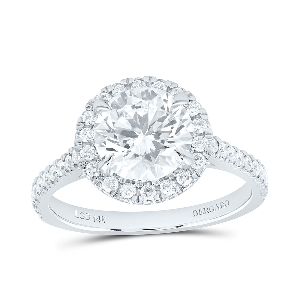 14K White Gold 2 1/3 Cttw Lab Grown Diamond 2 Cttw Center Round Engagement Ring