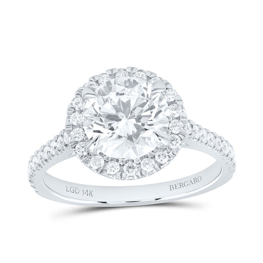 14K White Gold 2 1/3 Cttw Lab Grown Diamond 2 Cttw Center Round Engagement Ring