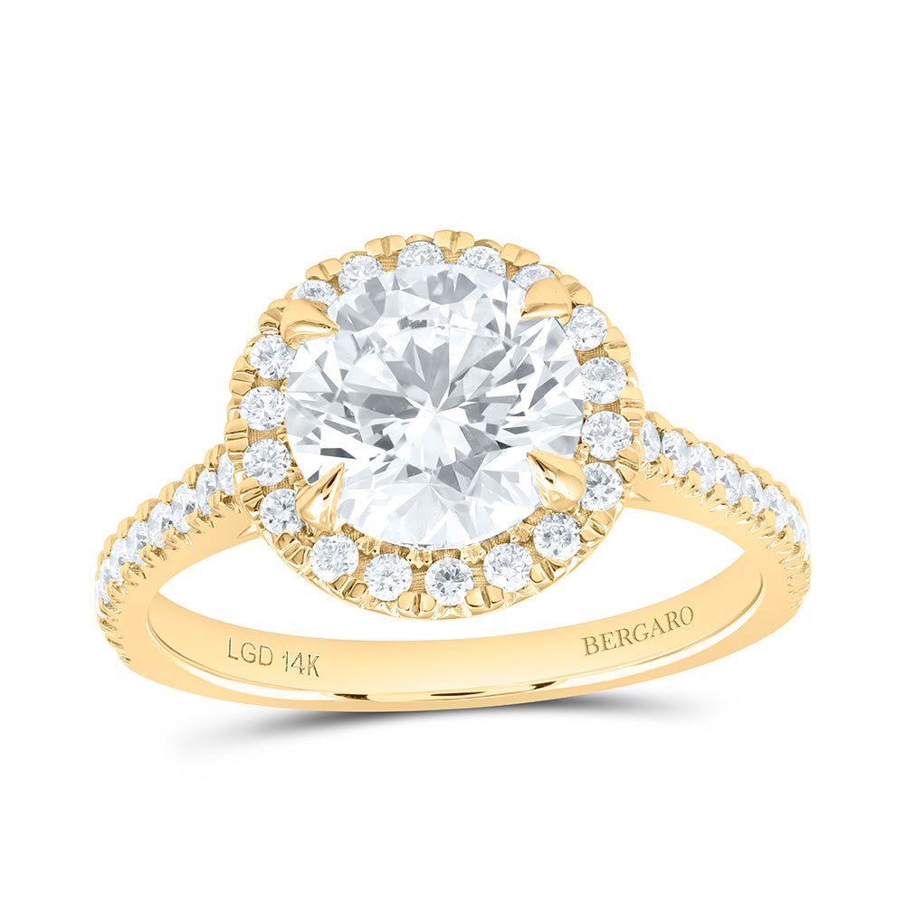 14K Yellow Gold 2 3/8 Cttw Lab Grown Diamond 2 Cttw Center Round Engagement Ring