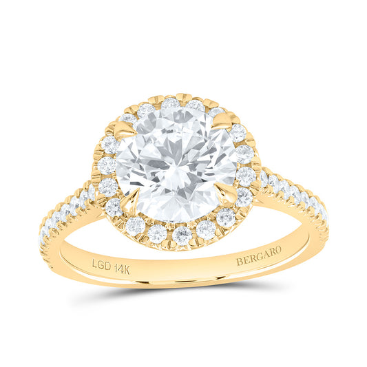 14K Yellow Gold 2 3/8 Cttw Lab Grown Diamond 2 Cttw Center Round Engagement Ring