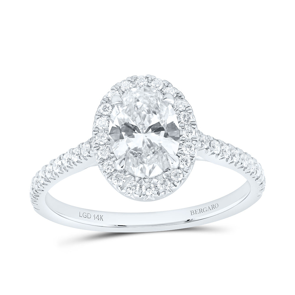 14K Yellow Or White Gold 1 1/4 Cttw Lab Grown Diamond 1 Cttw Center Oval Engagement Ring